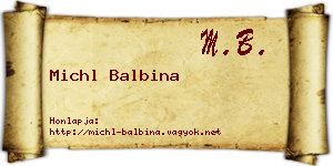 Michl Balbina névjegykártya